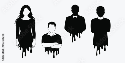 Silhouette of people with a melting effect concept design artwork
