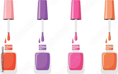 Nail polish bottles vector illustration of colorful manicure beauty product