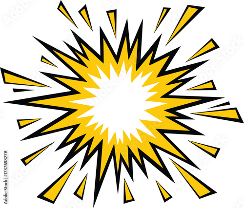Explosion of bright yellow energy and light bursts outward