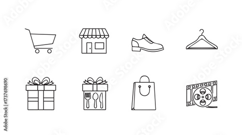 Collection of retail and shopping icons hand drawn sketch style for online stores and e-commerce vector