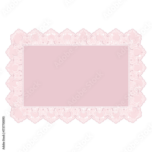 Pink lace frame with scalloped edges for decorative purposes  