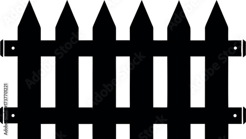 Garden fence icon vector, Wooden picket silhouette illustration, Border divider design