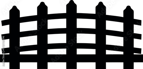Picket fence icon vector, Backyard house silhouette illustration, Property divider design