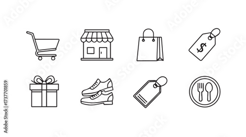 Collection of hand-drawn sketch icons for shopping and retail services related themes vector