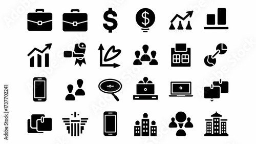 Modern business and finance icons vector graphic set scalable eps for commercial use silhouette
