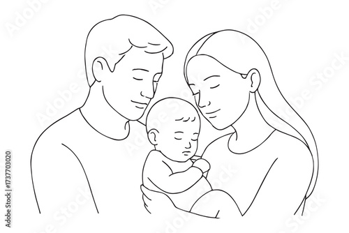 line drawing of a family