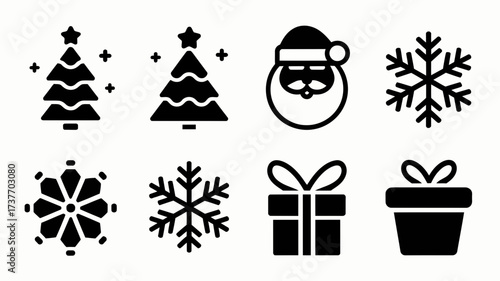 Set of 200 black basic christmas icons vector illustration scalable eps file for digital design silhouette