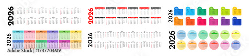 Calendar for 2026 isolated on a white background