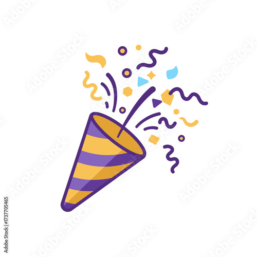 Party horn with confetti and streamers for celebration events  