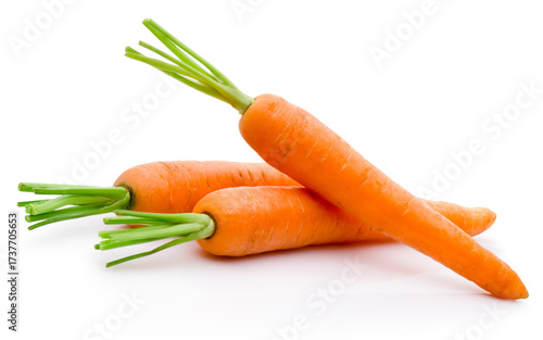 Three fresh carrot isolated on white background
