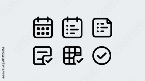 Collection of vector icons representing calendar and task management icons scalable eps format silhouette