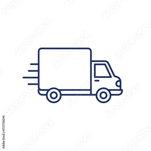 Delivery truck moving quickly in flat design style  