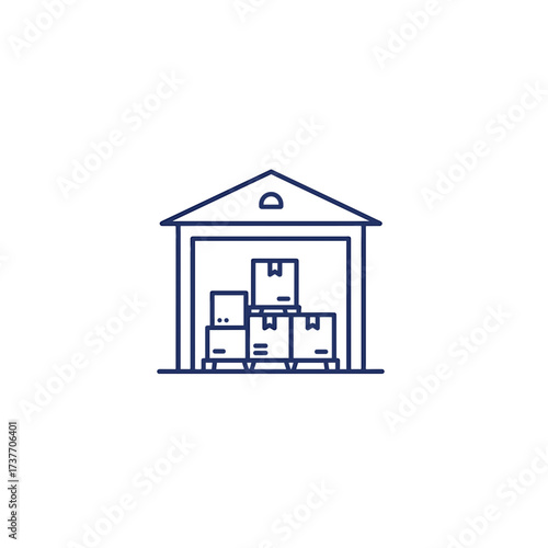 Storage warehouse with stacked boxes in minimalist design  