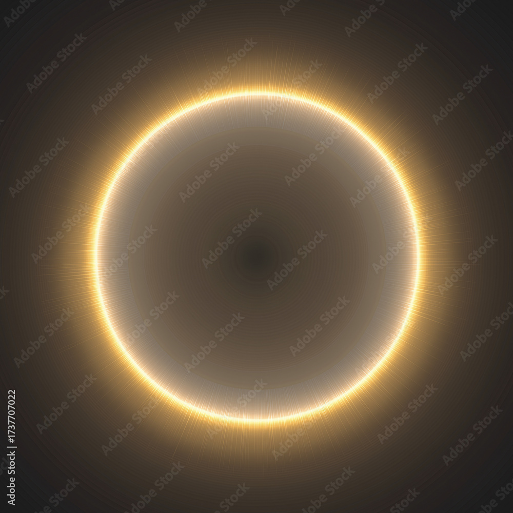 Obraz premium Celestial Glow: A luminous, perfectly spherical orb radiates with a vibrant golden aura, its ethereal glow against a deep, enigmatic backdrop, conjuring a sense of cosmic mystery and infinite wonder.