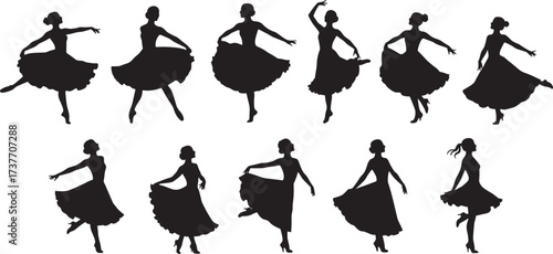 Ballet, silhouette, dancer, pose, motion, ballerina, black, figure, white, background, graceful, pirouette, arabesque, tutu, elegance, dance, performance, 