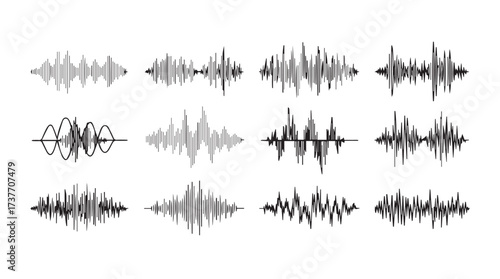 Foto Abstract sound waveforms set dynamic audio visualizations for digital music and