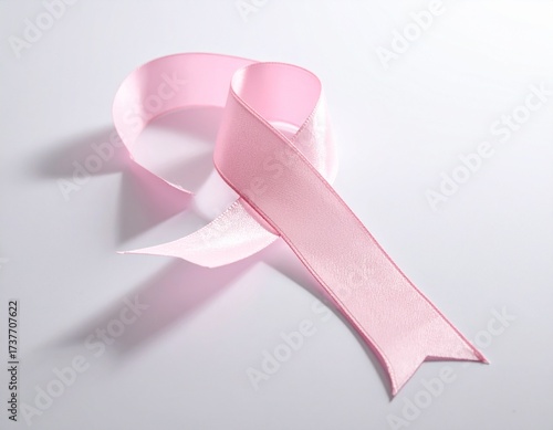 Pink Ribbon on White Background