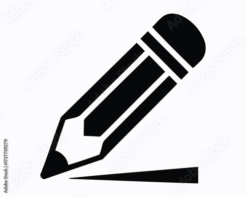 Stylized Icon of a Pencil Writing a Line Symbolic of Creativity and Office Supplies or Writing Tools and Instrument Usage