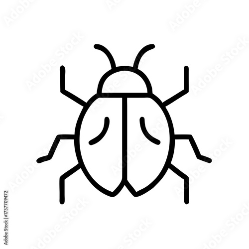 Insect icon with simple line design on white background  