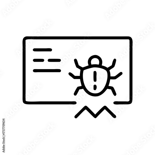 Malware bug icon with alert sign and error notification design  