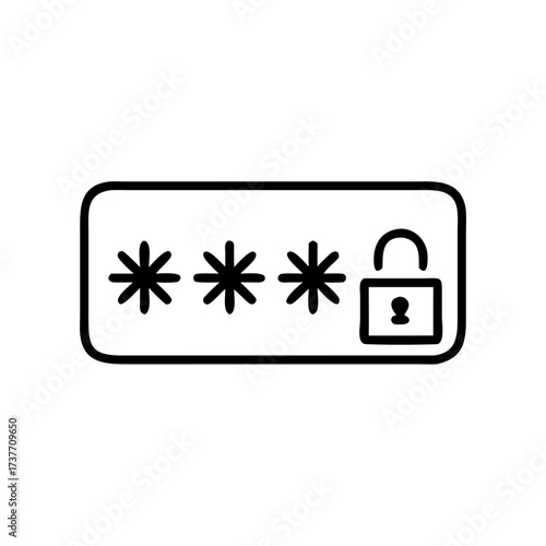Password input field with a padlock symbol in minimal style  