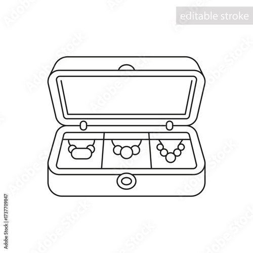 Jewelry box line icon. Vector isolated element on white background, editable stroke
