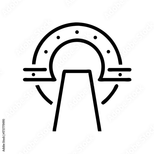 Interstellar gate graphic in minimalist black line art style  