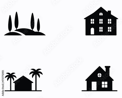 Four Distinct Architectural Visions A Comparative Glimpse of Varied Dwelling Styles From Traditional Homes to Tropical Getaways Each with Unique Character