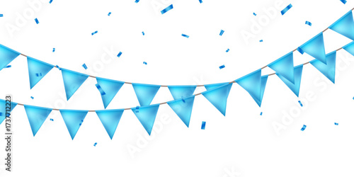 Blue party flag background vector for celebration
