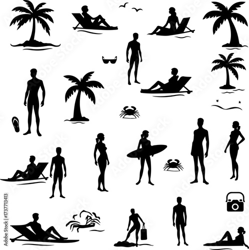 Summer Beach Vacation Icon Set