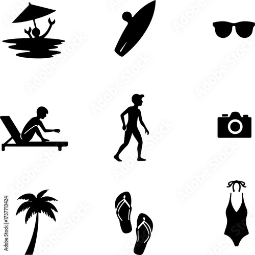 Summer Beach Vacation Icon Set