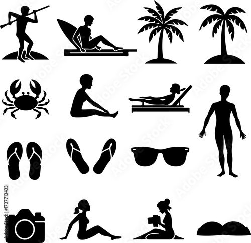 Summer Beach Vacation Icon Set