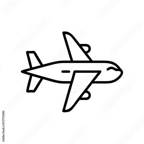 Electric airplane illustration in minimal line art style  