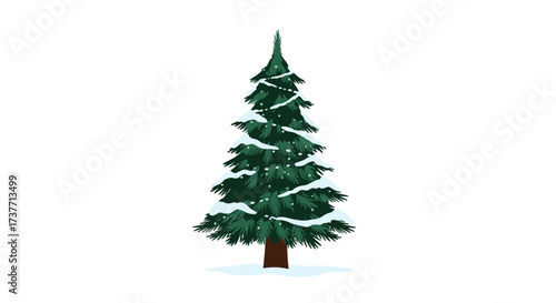 A beautifully decorated evergreen tree covered in freshly fallen snow