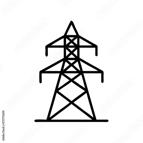 Energy transmission tower illustration in minimalistic style  