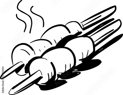 meat satay lineart vector