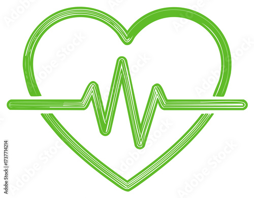 Green Heartbeat EKG Line Symbol for Health and Wellness