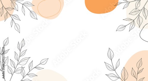 Abstract botanical design with soft pastel shapes and delicate foliage elements.