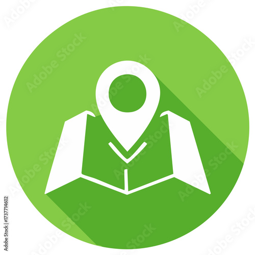 Map Marker Pinpoint Icon, Green Circle, Navigation, Location Pointer, Destination Guides, Search Place Graphic