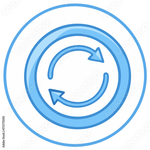 Glossy Blue Refresh Reload Icon with Circular Arrows for Digital User Interface