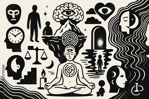 Meditation Abstraction – Minimalist Concept Illustration