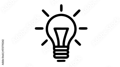 Creative glowing lightbulb icon, symbol of new ideas, innovation, inspiration, invention, and problem-solving solutions.