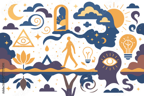 Spiritual Awakening and Inner Journey Abstract Illustration