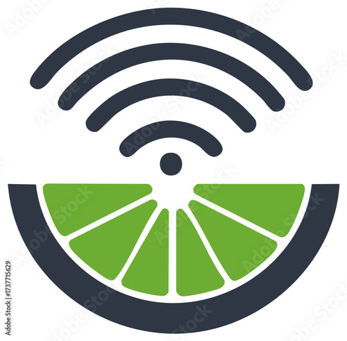 Wireless connectivity symbol combined with a lime slice