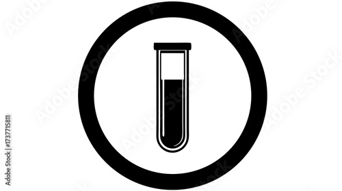 Simple test tube icon, graphic symbol for science, chemistry, laboratory research, experiment, medical analysis, vector illustration