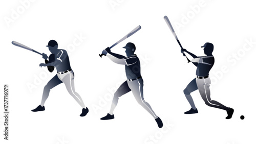 Baseball player hitting silhouette vector illustration sports equipment and action pose