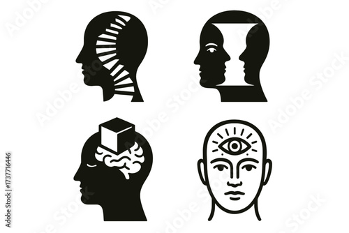 Psychology and Mind Concept Icons Set