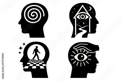 Psychology and Mind Concept Icons Set
