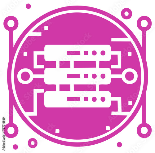 Pink Data Server Network Icon Connection Symbol Information Technology