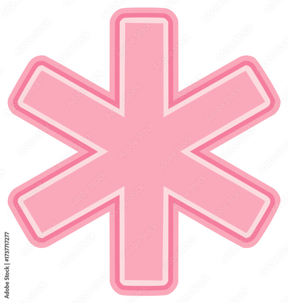 Fototapeta premium Stylized Pink Star of Life Emblem Isolated Medical Symbol for Emergency Aid and Healthcare with Distinctive Shape and Soft Pastel Color Palette
